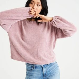American Eagle Chenille Balloon-Sleeve Sweater